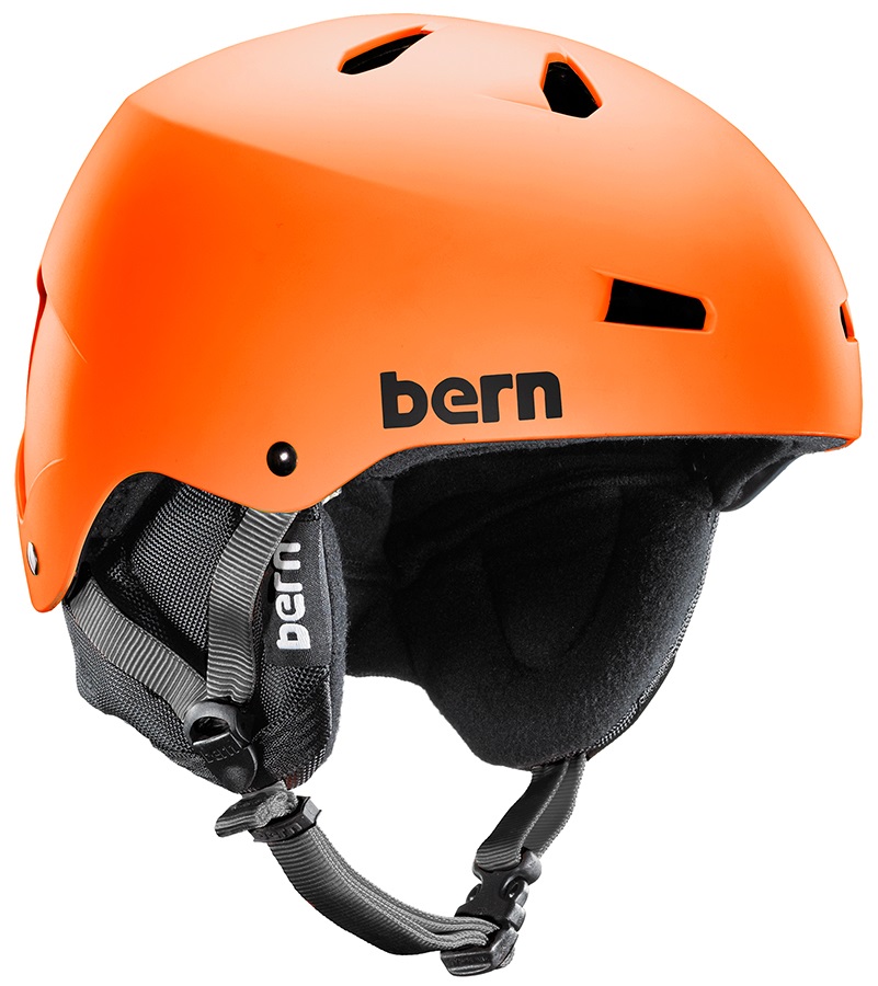 Bern Macon Hard Hat Winter Ski/Snowboard Helmet, XXL, Matte Orange
